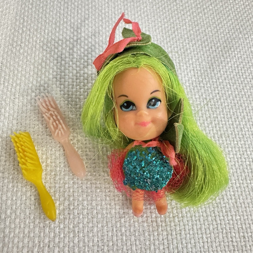 Vintage 60s Liddle Kiddles Luscious Lime Green Kola 2" Doll Mattel 1967
